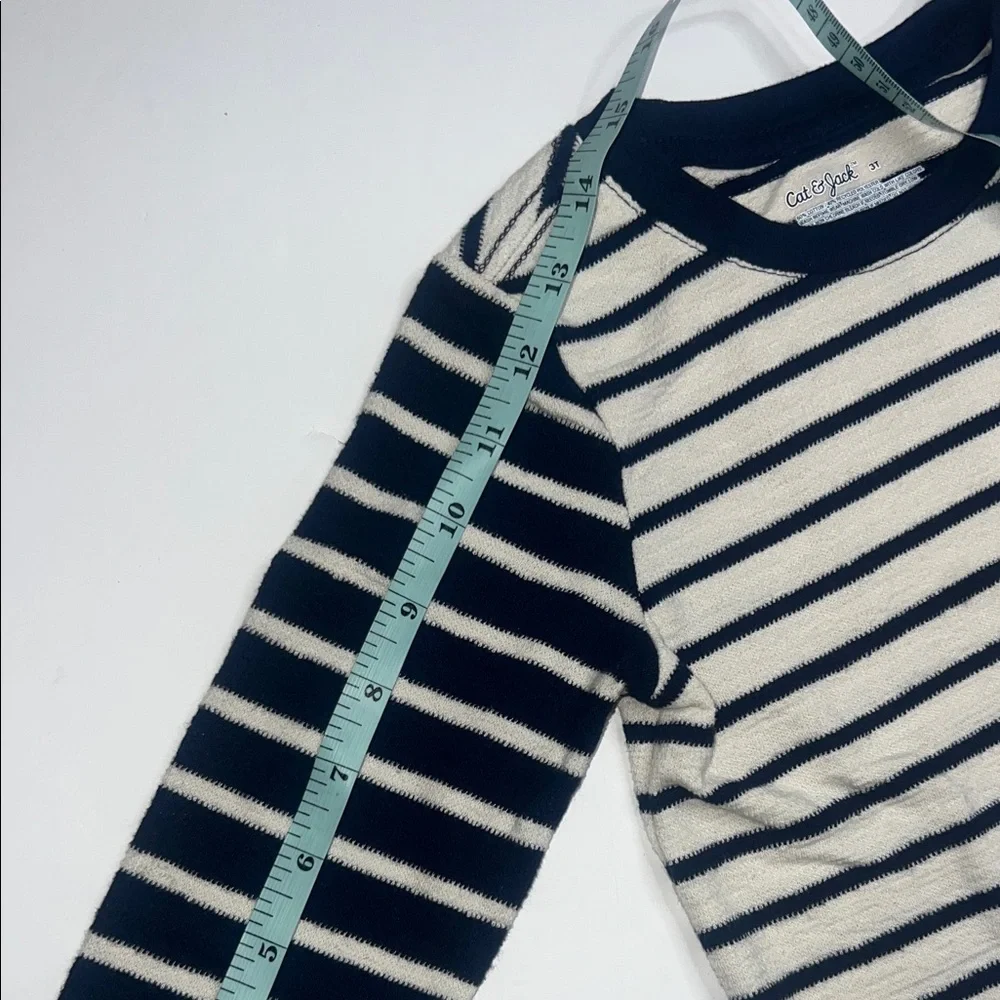 Cat & Jack Navy and White Striped Long Sleeve Tee - Picture 7 of 7